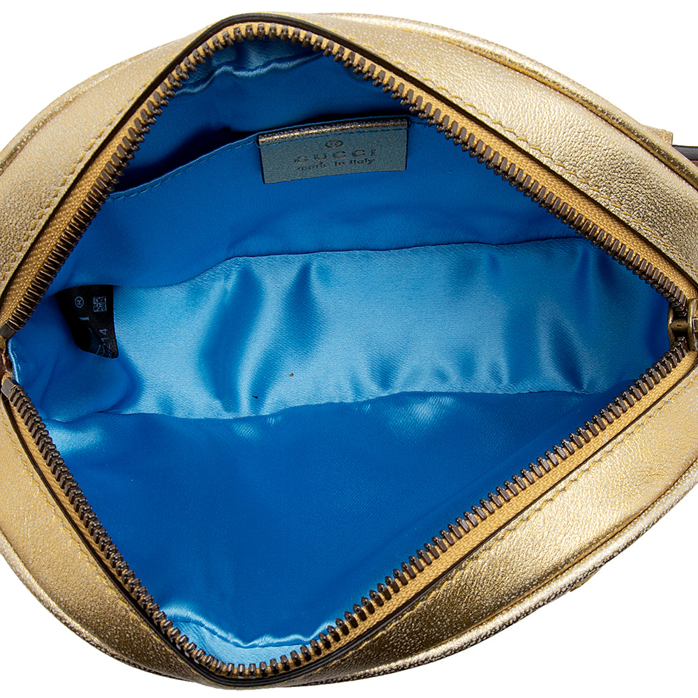 Gucci Metallic Matelasse Leather Gucci Marmont Belt Bag - Size 34 / 85 (SHF-12982)