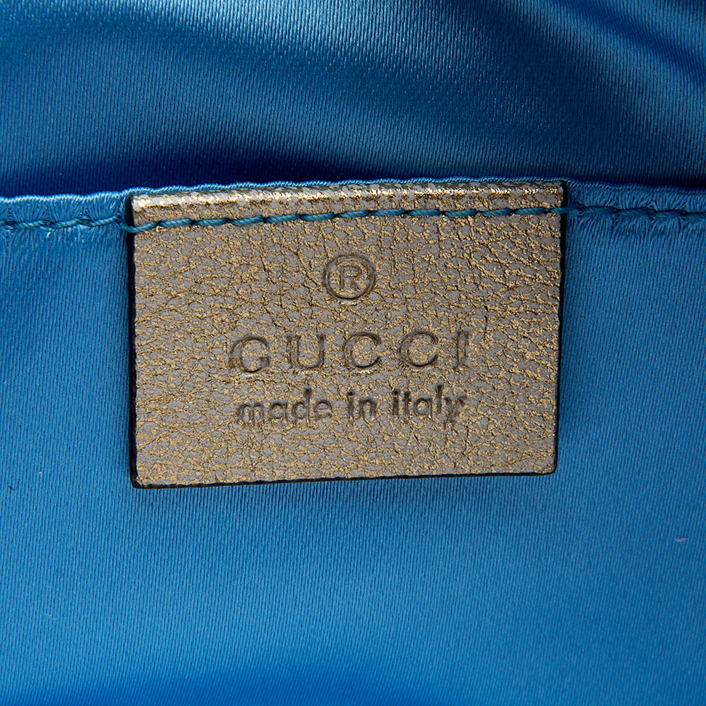 Gucci Metallic Matelasse Leather Gucci Marmont Belt Bag - Size 34 / 85 (SHF-12982)