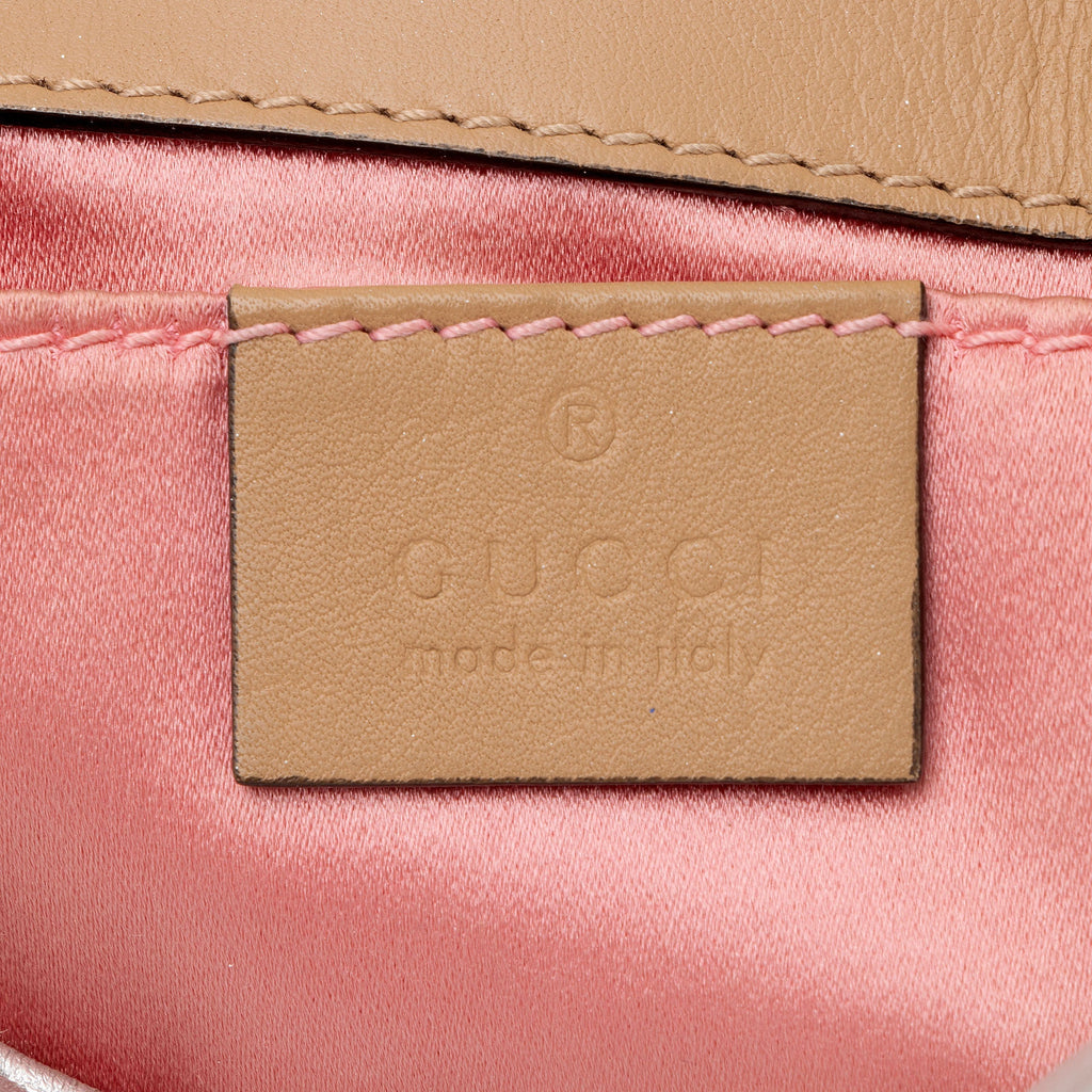 Gucci Metallic Matelasse Leather Pearl GG Marmont Mini Flap Bag - FINAL SALE (SHF-ZNLBGf)