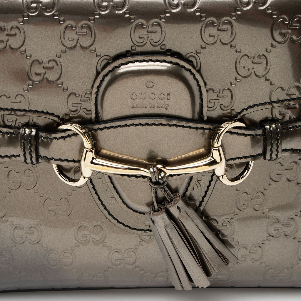 Gucci Metallic PatLBt Guccissima Leather Emily Medium Shoulder Bag