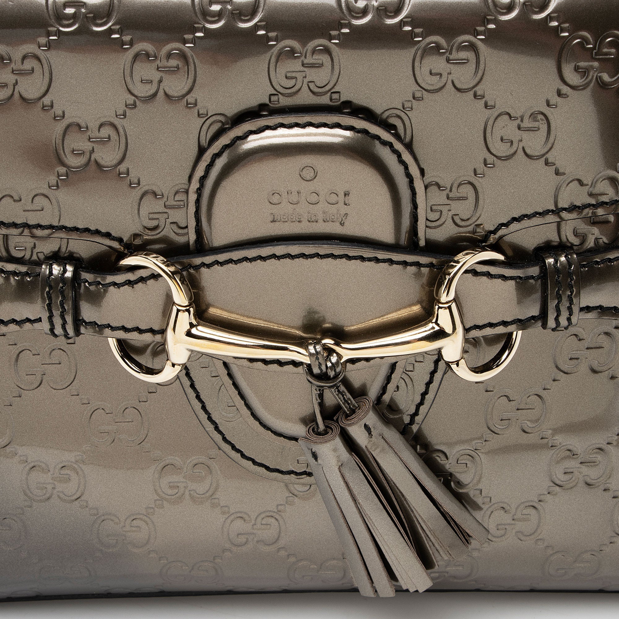 Gucci Metallic PatLBt Guccissima Leather Emily Medium Shoulder Bag