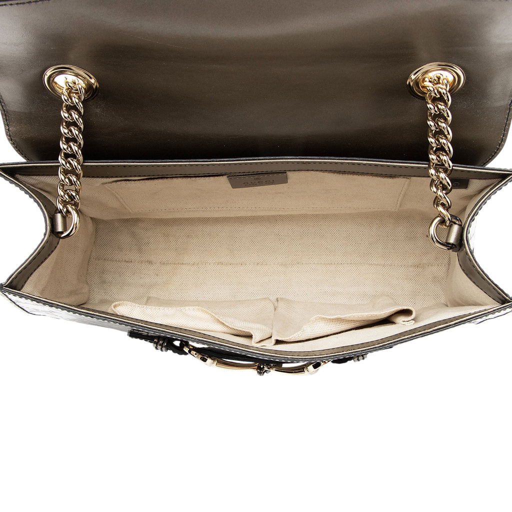 Gucci Metallic PatLBt Guccissima Leather Emily Medium Shoulder Bag