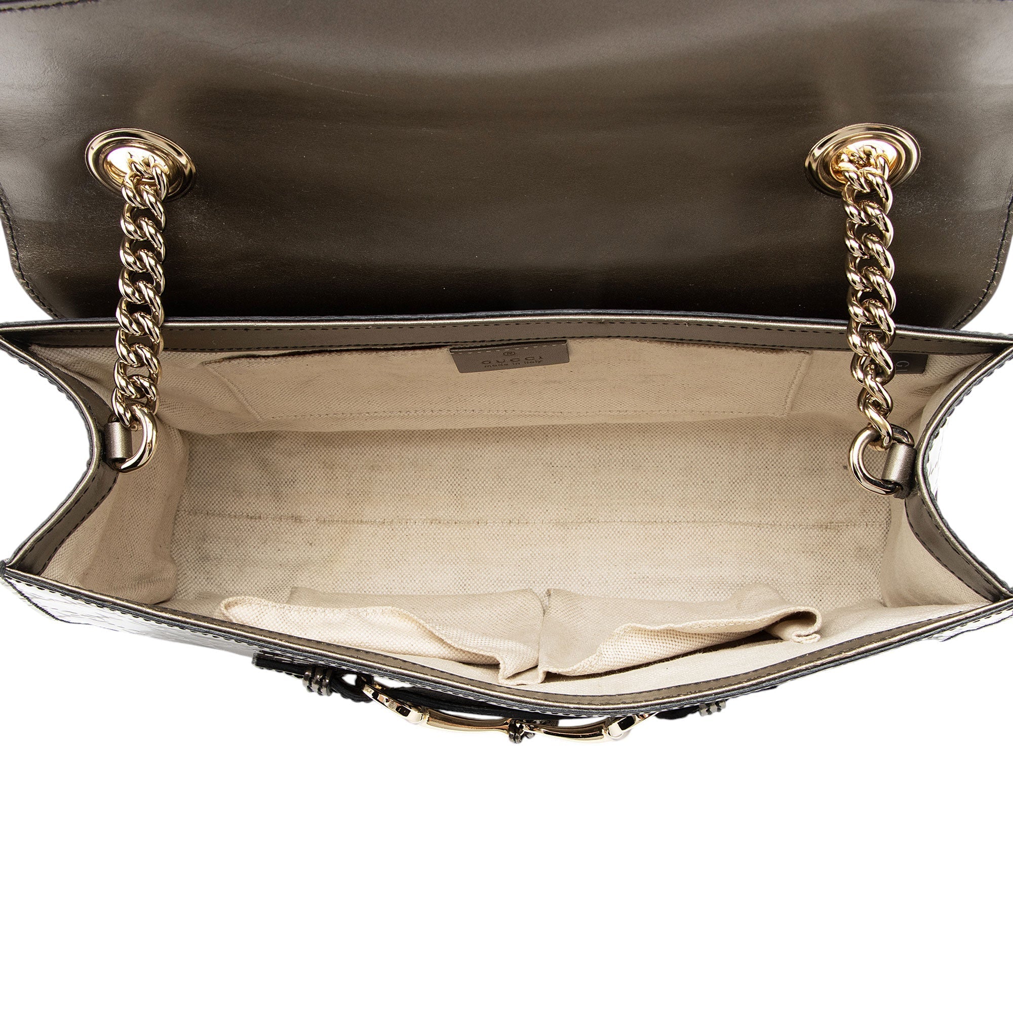 Gucci Metallic PatLBt Guccissima Leather Emily Medium Shoulder Bag