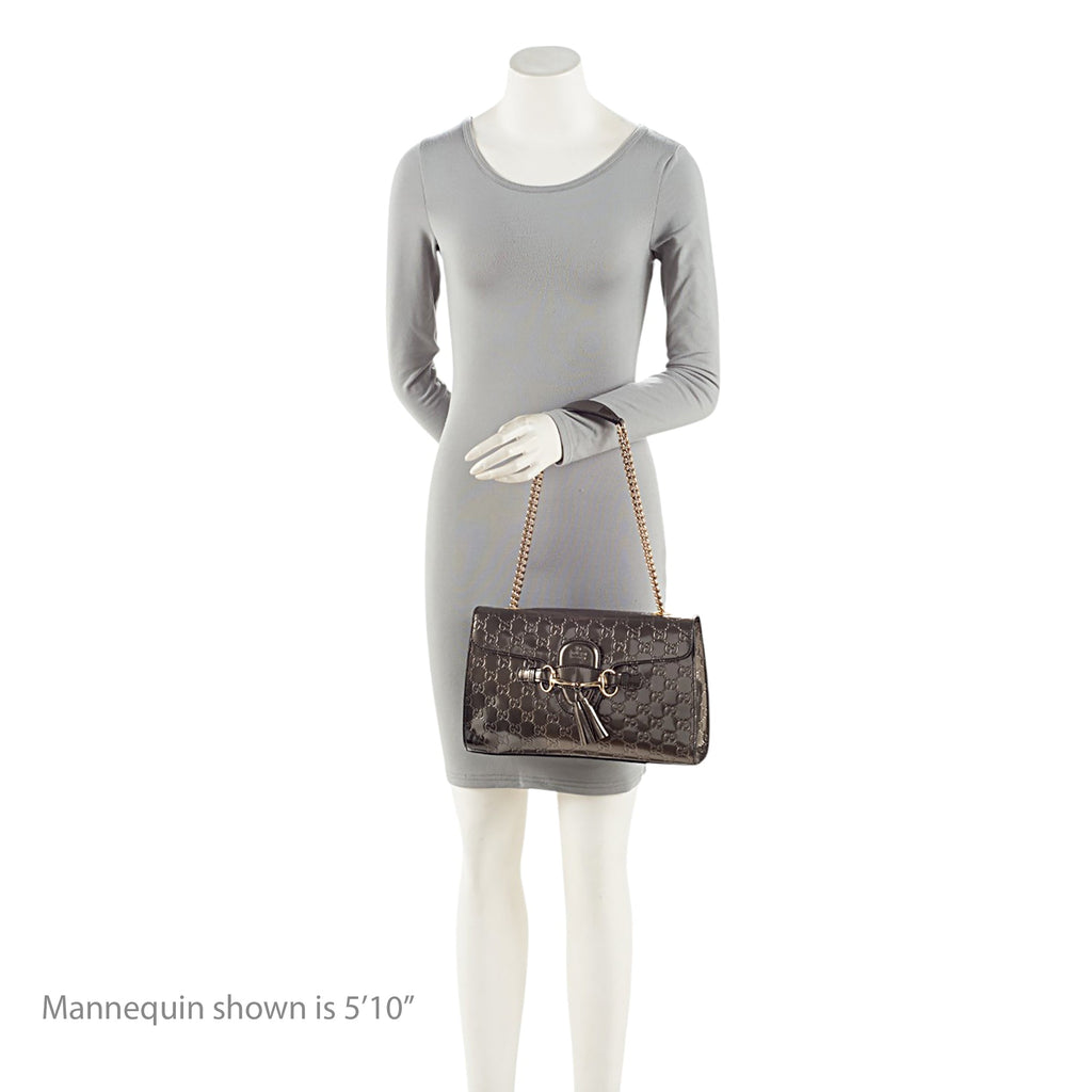 Gucci Metallic PatLBt Guccissima Leather Emily Medium Shoulder Bag
