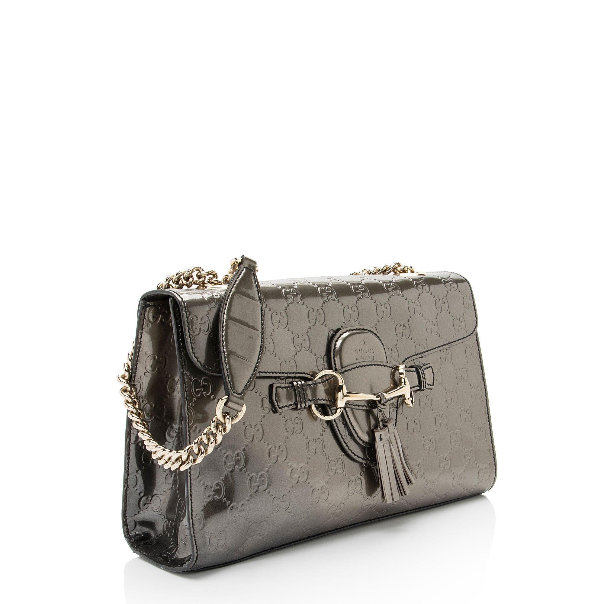 Gucci Metallic PatLBt Guccissima Leather Emily Medium Shoulder Bag