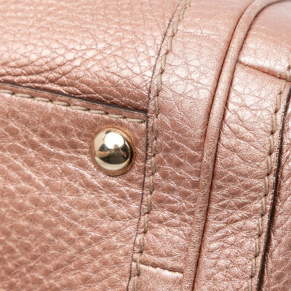 Gucci Metallic Pebbled Calfskin Bella Satchel