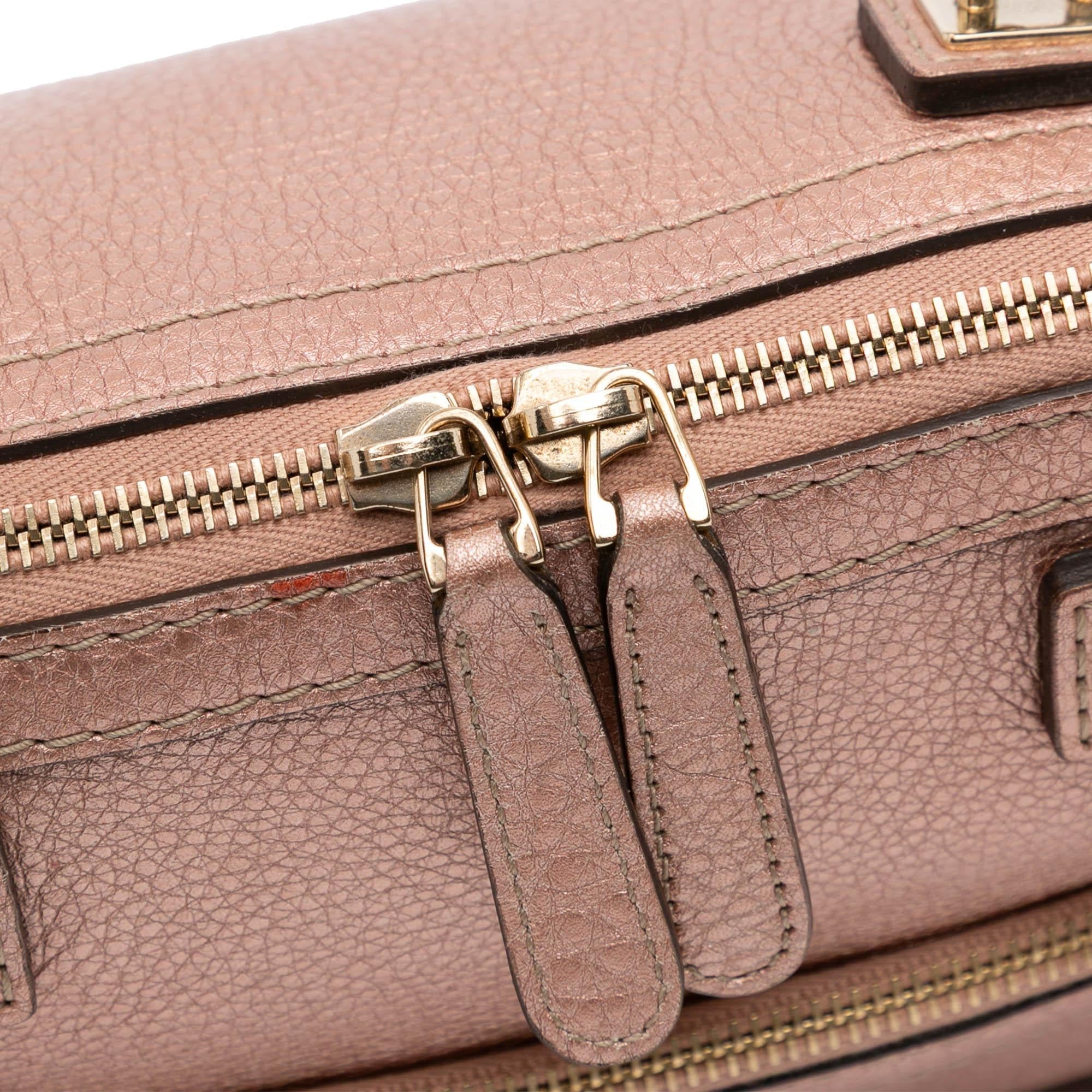 Gucci Metallic Pebbled Calfskin Bella Satchel