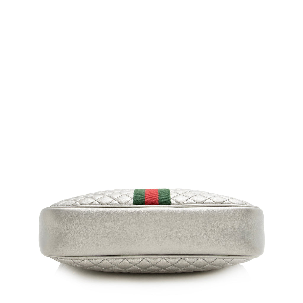 Gucci Metallic Quilted Leather Web Trapuntata Small Shoulder Bag (SHF-22451)