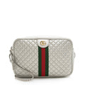 Gucci Metallic Quilted Leather Web Trapuntata Small Shoulder Bag (SHF-22451)