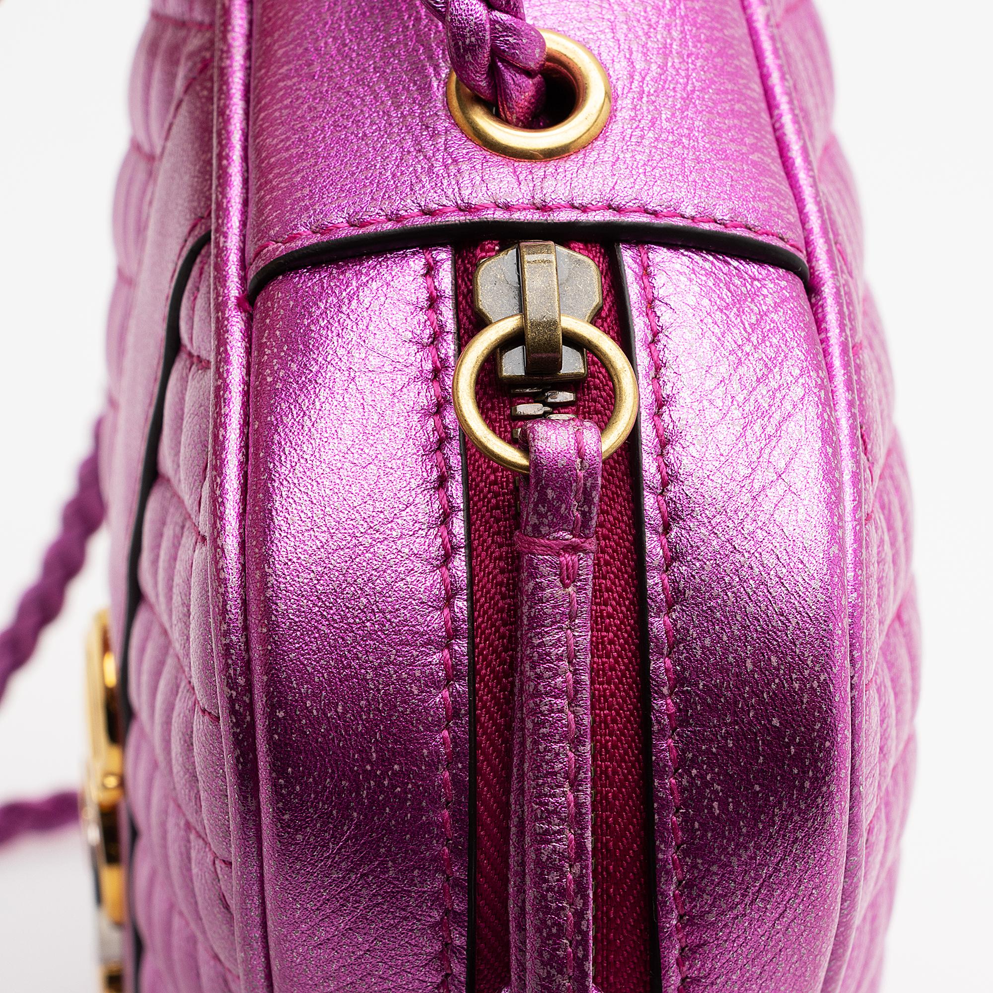 Gucci Metallic Quilted Leather Trapuntata Small Shoulder Bag