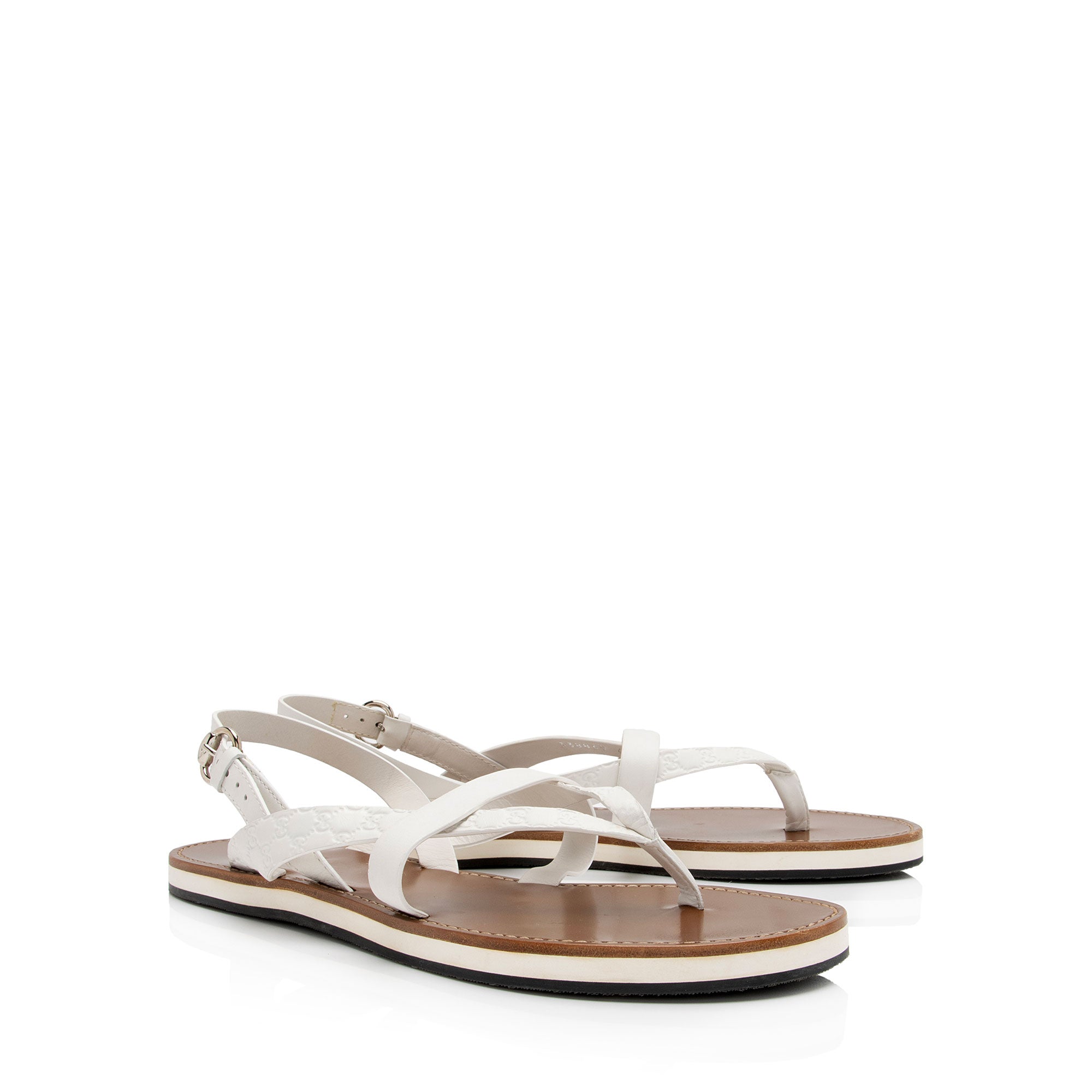 Gucci Microguccissima Leather Gladiator Sandals - Size 11 / 41 (SHF-eghKbe)