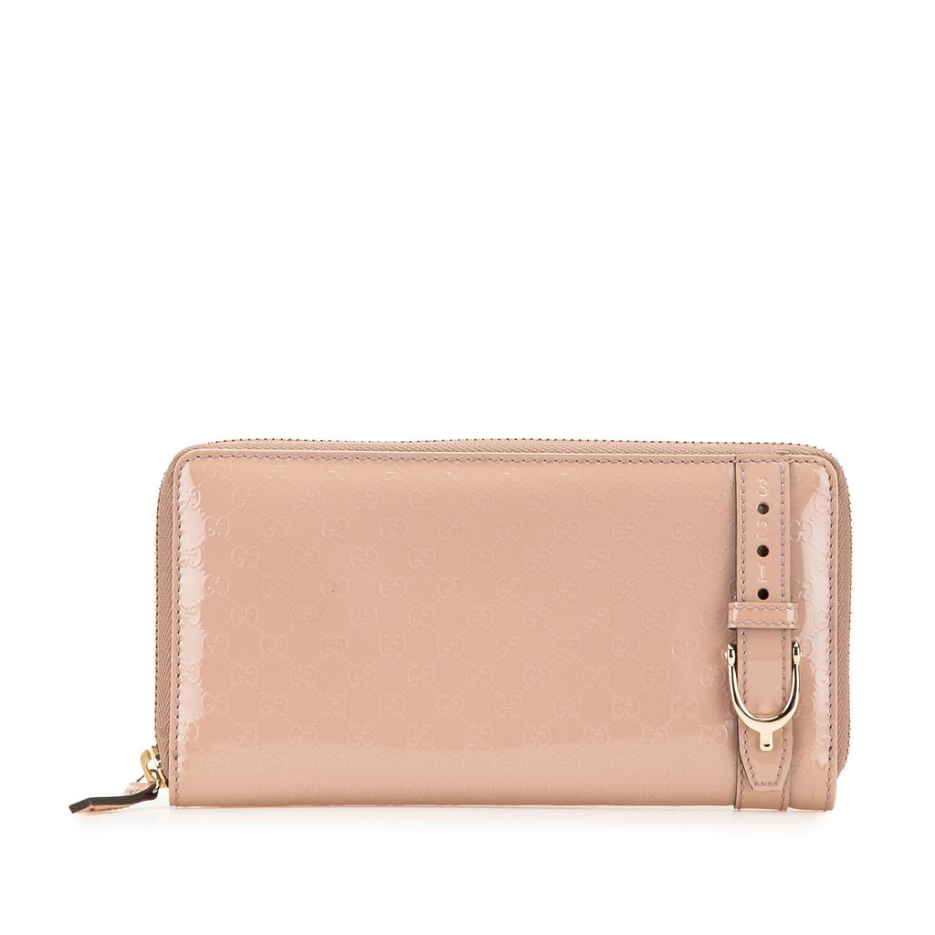 Gucci Microguccissima PatLBt Leather Nice Zip Around Wallet