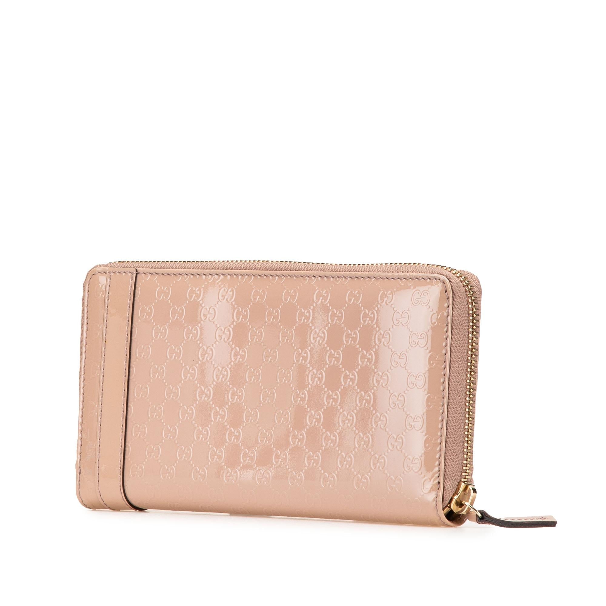 Gucci Microguccissima PatLBt Leather Nice Zip Around Wallet