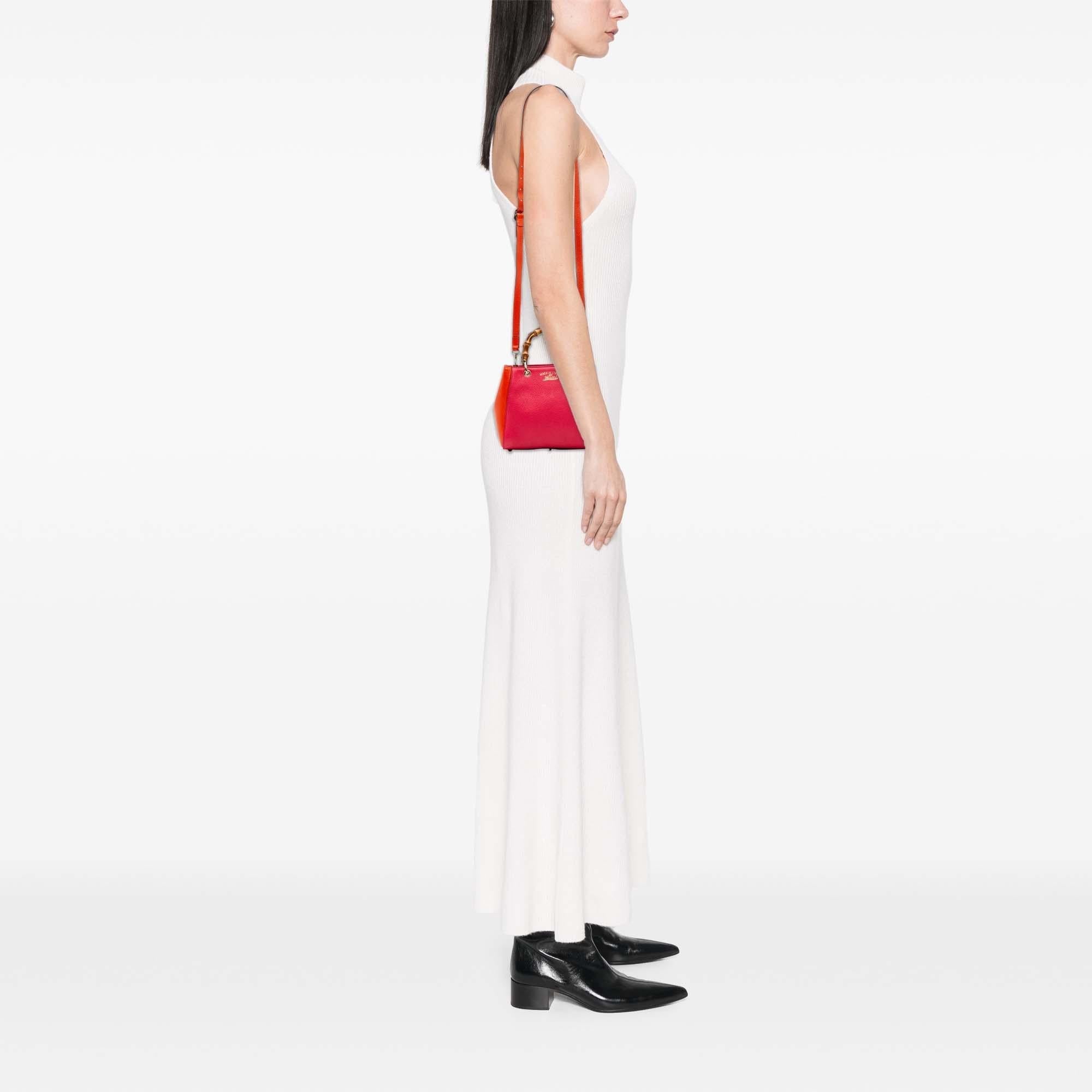 Gucci Mini Bicolor Calfskin Bamboo Shopper Satchel