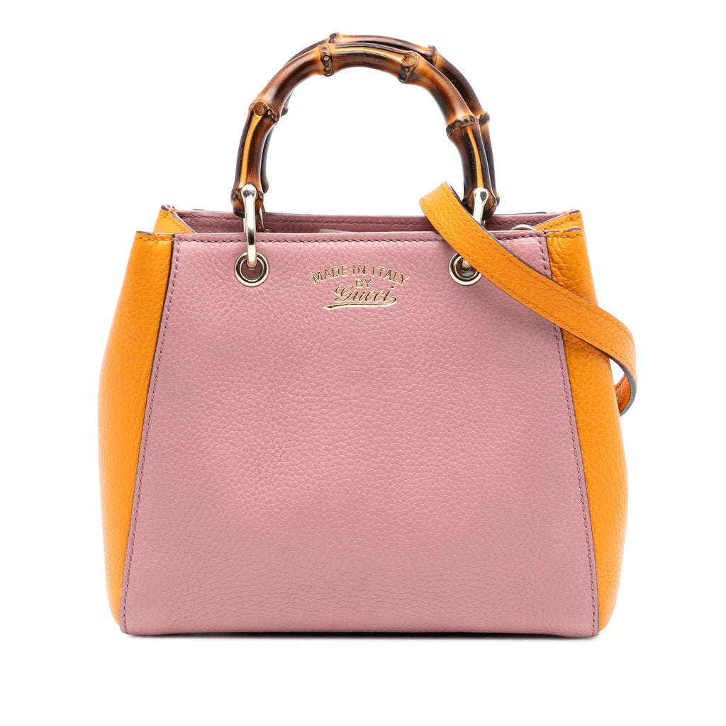 Gucci Mini Bicolor Calfskin Bamboo Shopper Satchel