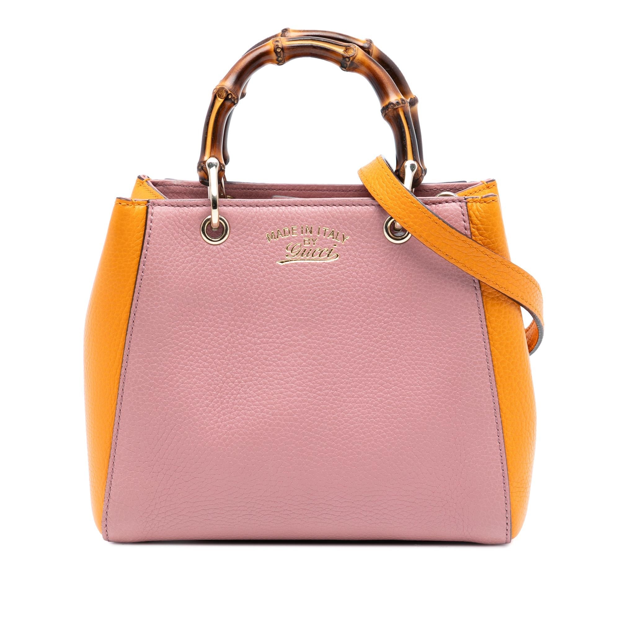 Gucci Mini Bicolor Calfskin Bamboo Shopper Satchel