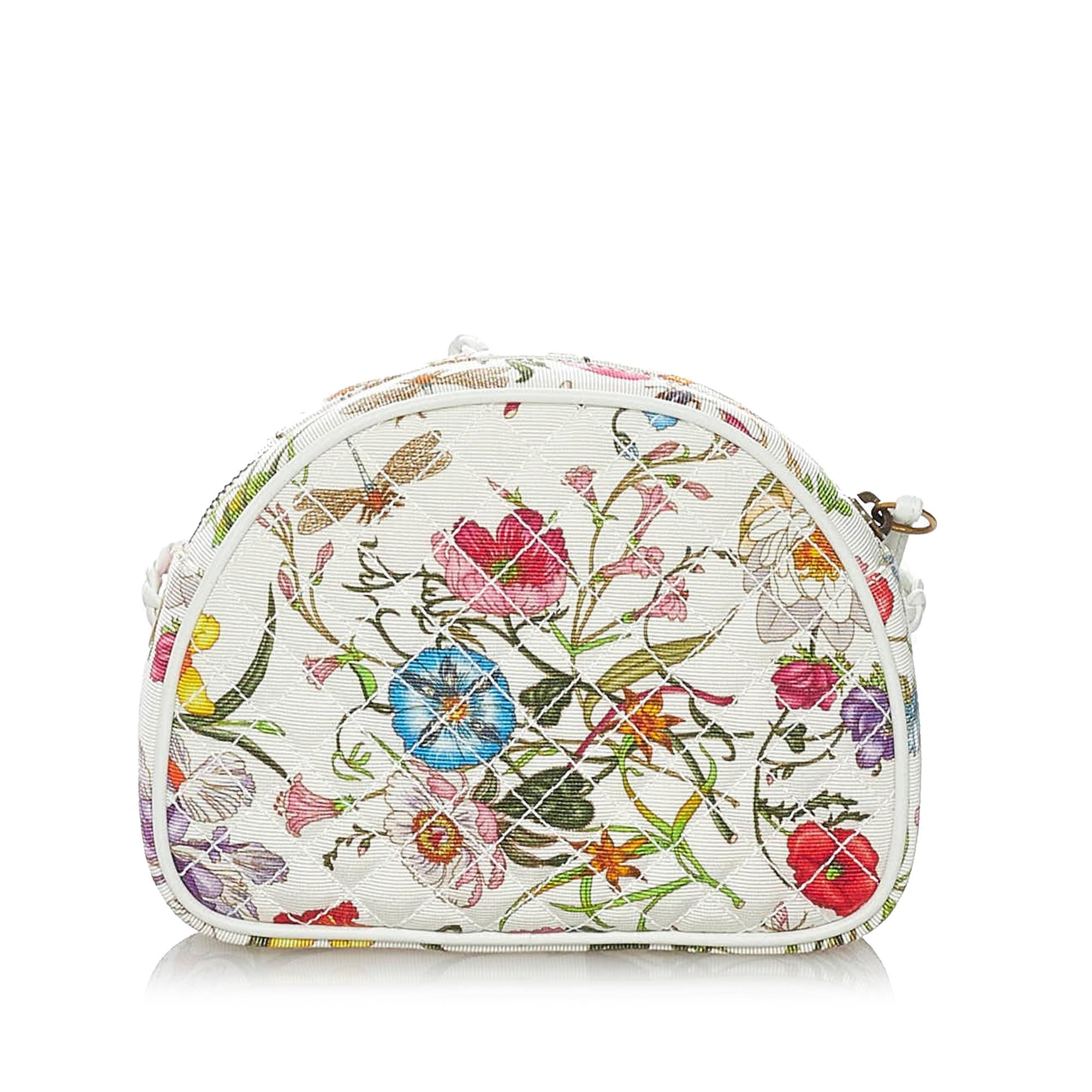Gucci Mini Flora Trapuntata Canvas Crossbody Bag (SHG-30236)