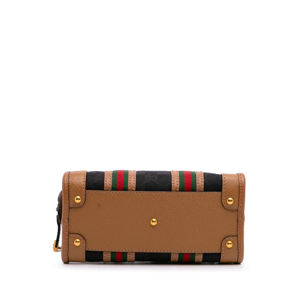Gucci Mini GG Canvas Web Bauletto Top Handle Bag