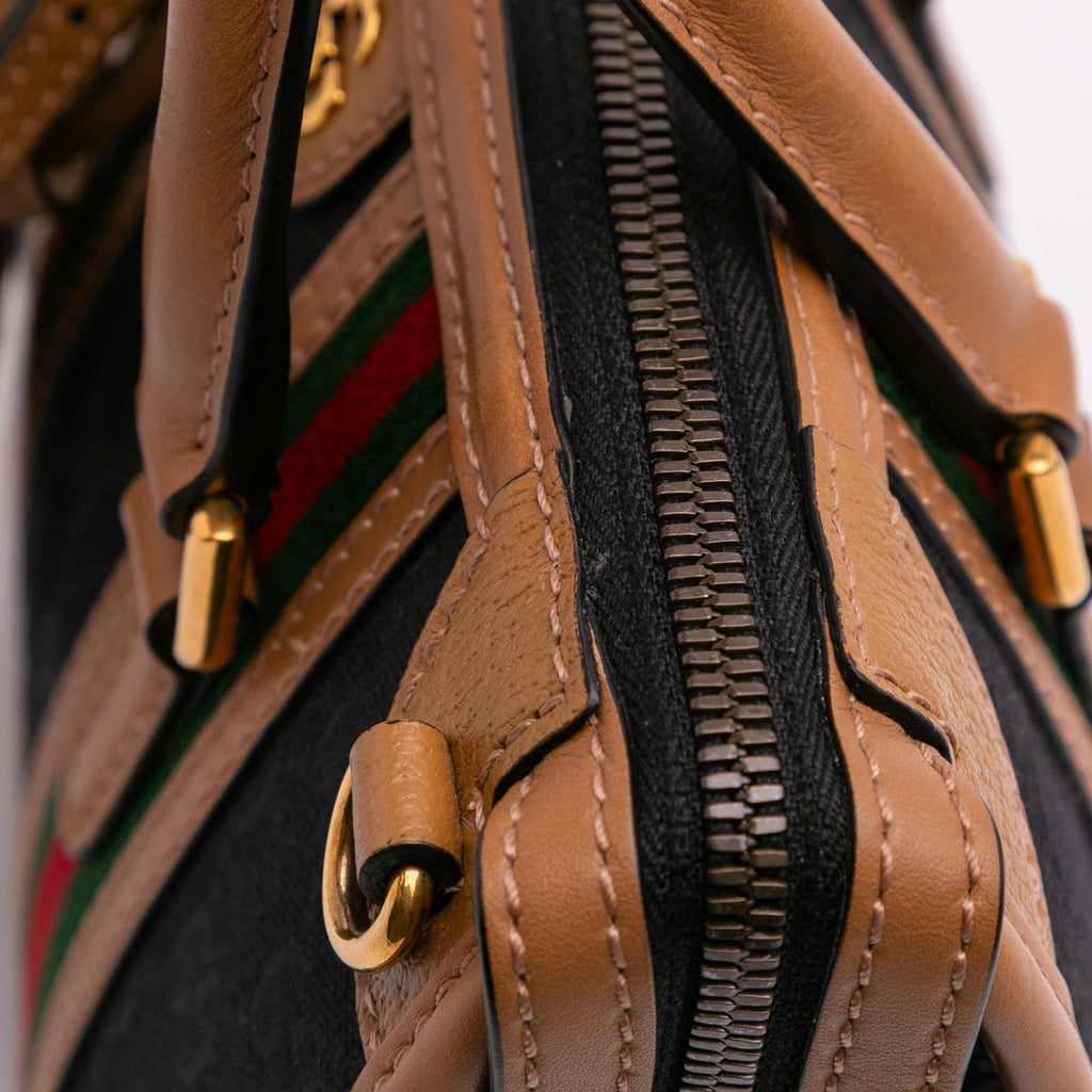 Gucci Mini GG Canvas Web Bauletto Top Handle Bag