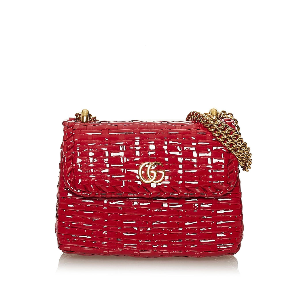 Gucci Mini Gucci Marmont Cestino Wicker Crossbody Bag (SHG-28617)