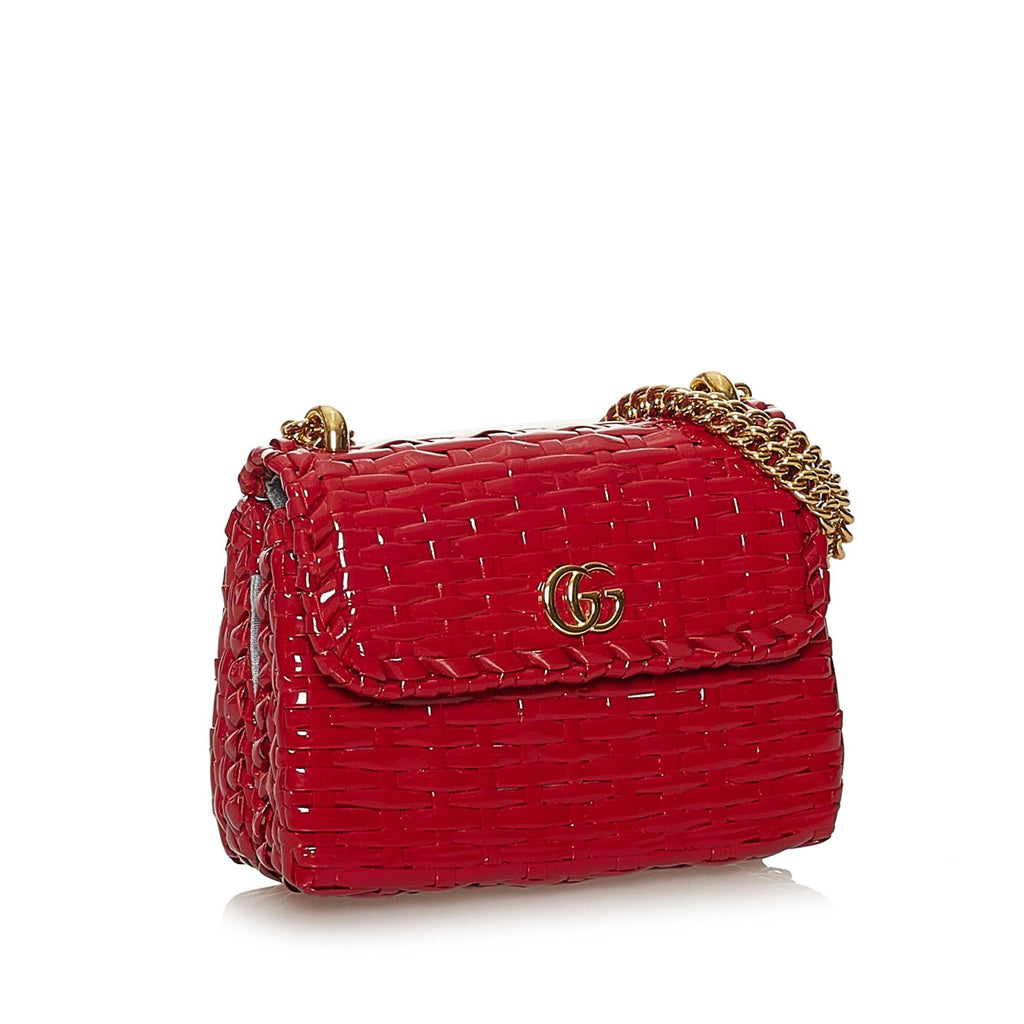 Gucci Mini Gucci Marmont Cestino Wicker Crossbody Bag (SHG-28617)