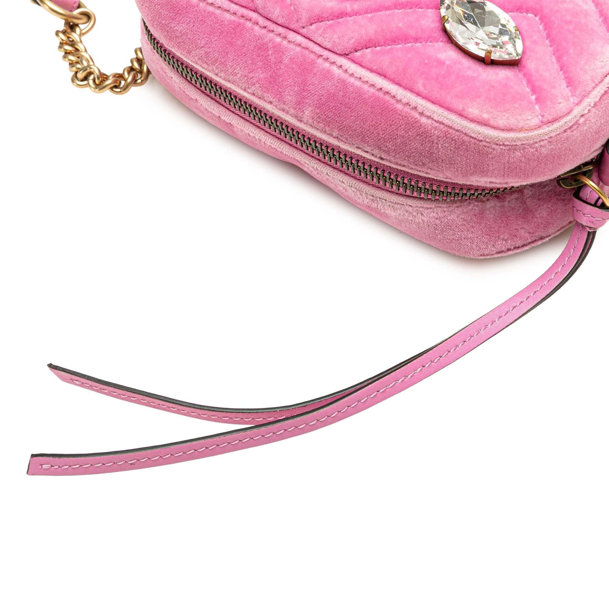 Gucci Mini GG Marmont Crystal Embellished Matelasse Velvet Crossbody