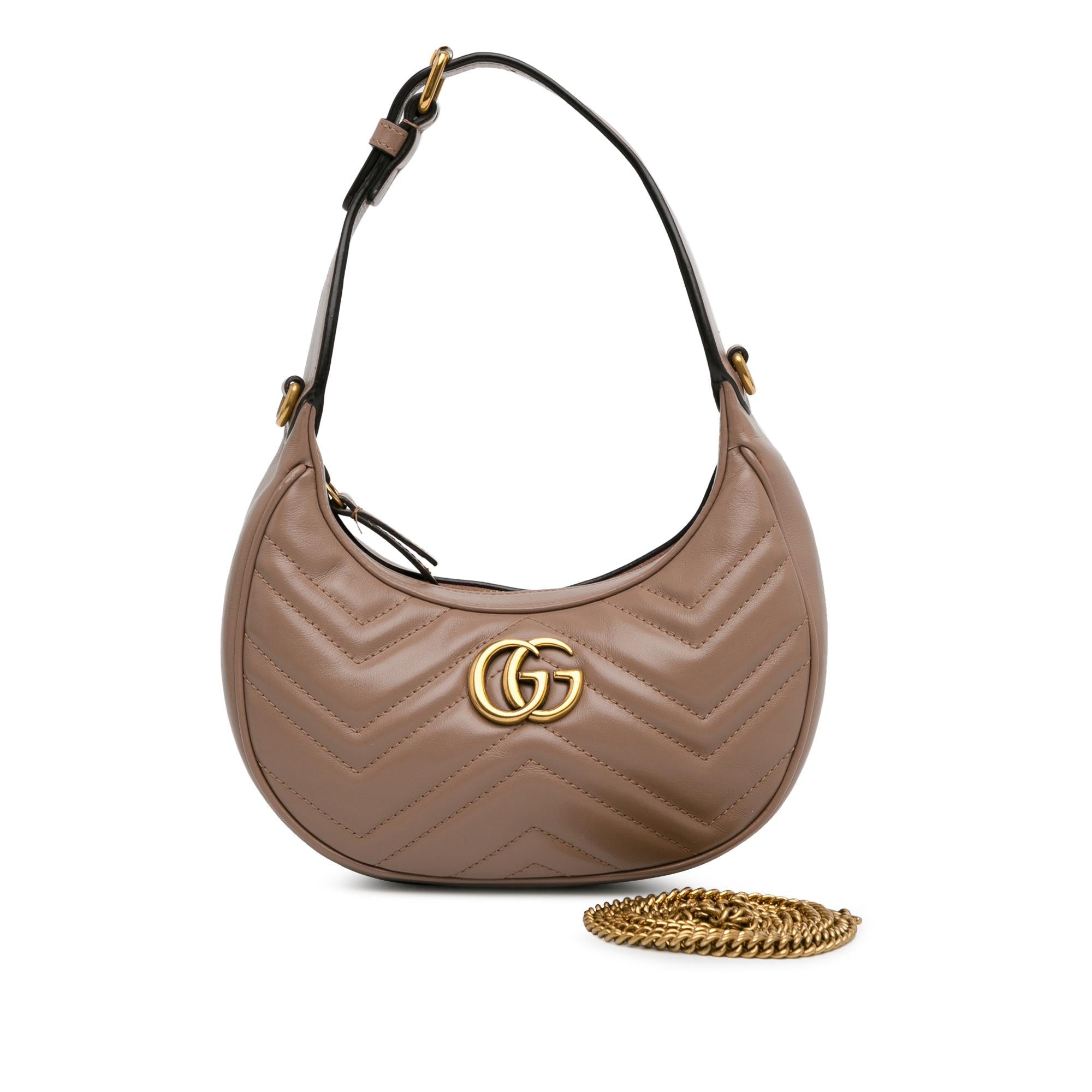 Gucci Mini GG Marmont Half Moon Bag (SHG-IhG8D5)