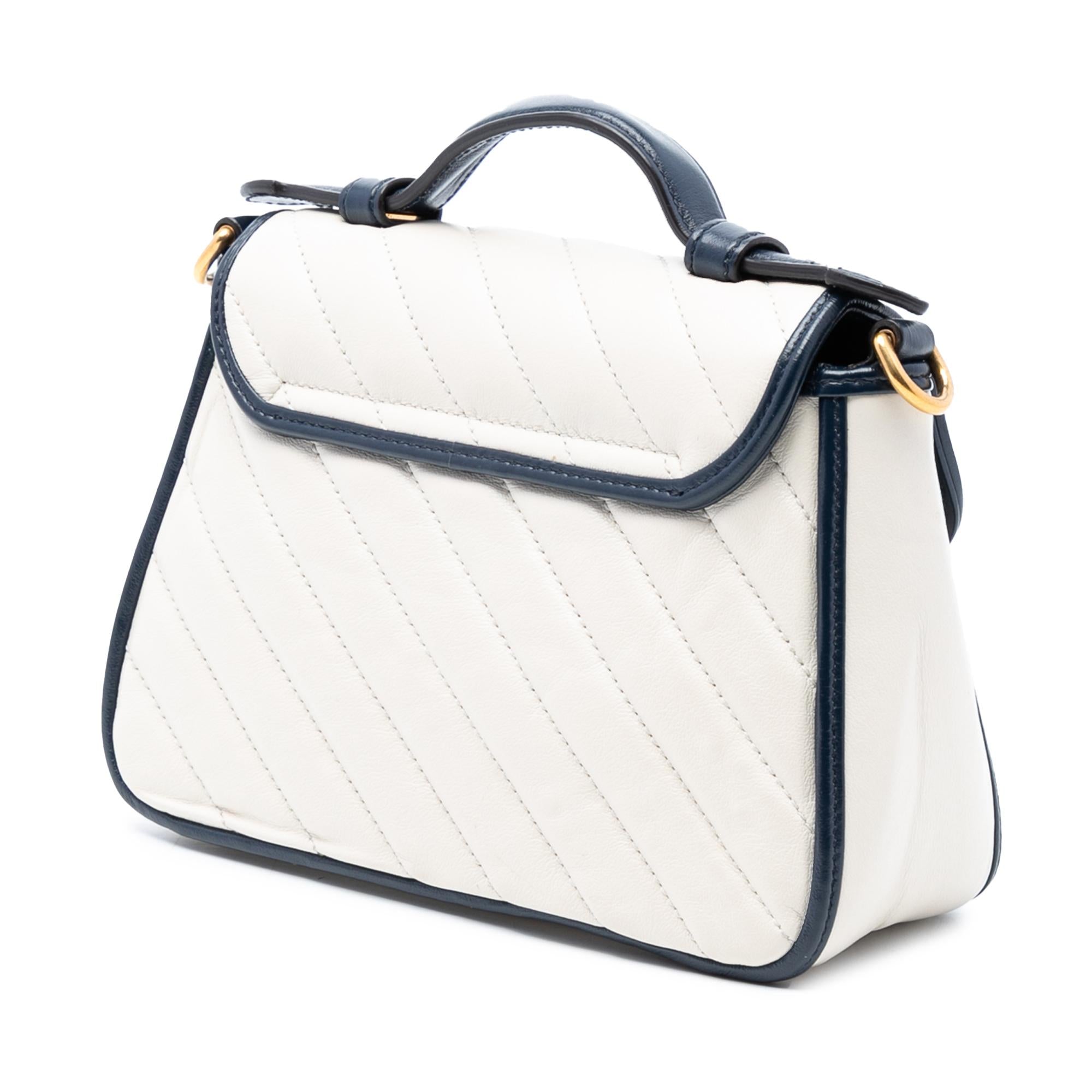 Gucci Mini GG Marmont Matelasse Diagonal Leather Torchon Top Handle Bag