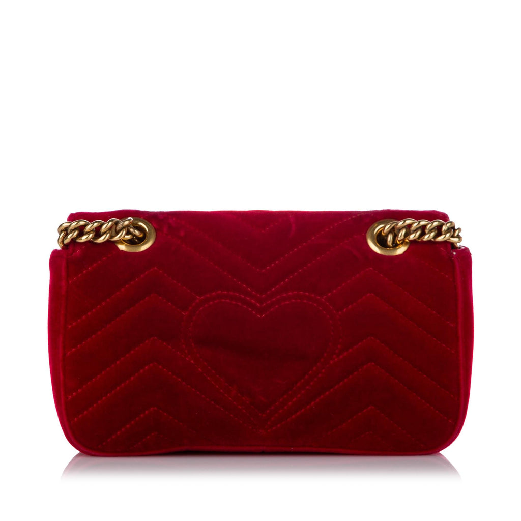 Gucci Mini Gucci Marmont Matelasse Velvet Crossbody Bag (SHG-27046)