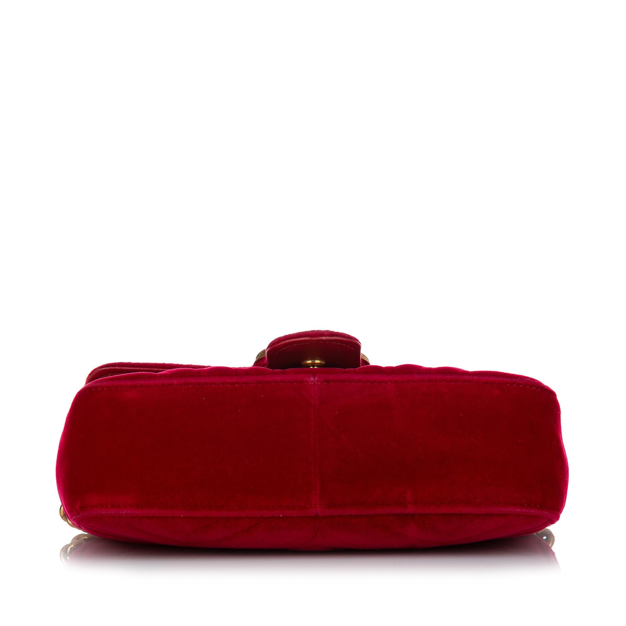 Gucci Mini Gucci Marmont Matelasse Velvet Crossbody Bag (SHG-27046)