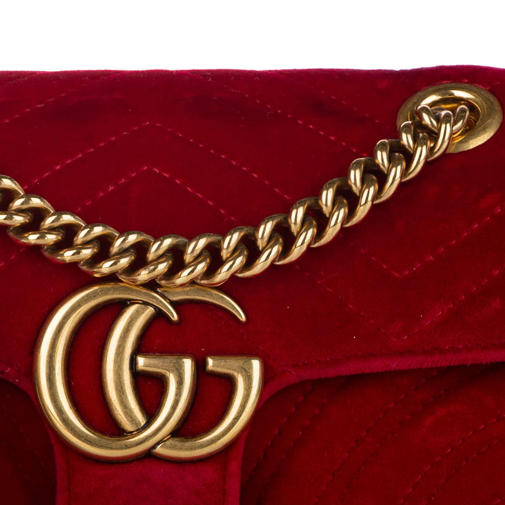 Gucci Mini Gucci Marmont Matelasse Velvet Crossbody Bag (SHG-27046)
