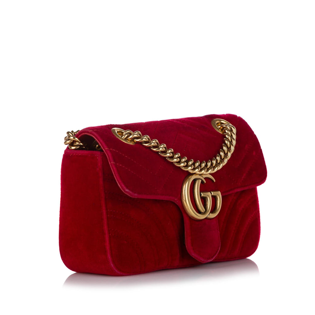 Gucci Mini Gucci Marmont Matelasse Velvet Crossbody Bag (SHG-27046)