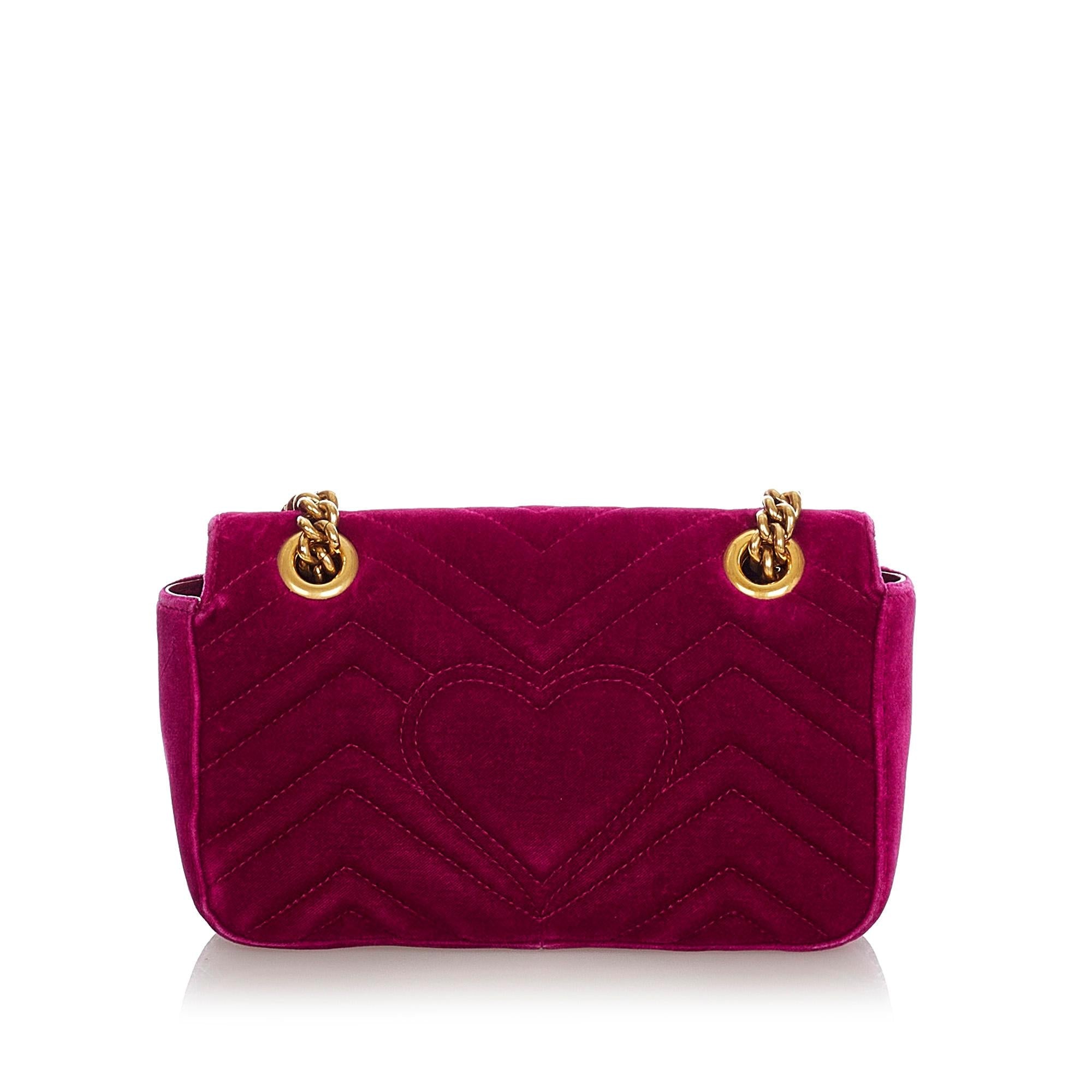 Gucci Mini Gucci Marmont Matelasse Velvet Crossbody Bag (SHG-29737)