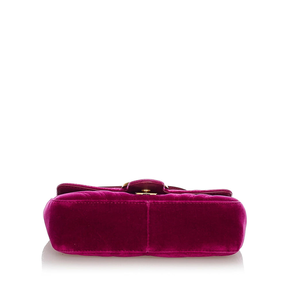 Gucci Mini Gucci Marmont Matelasse Velvet Crossbody Bag (SHG-29737)