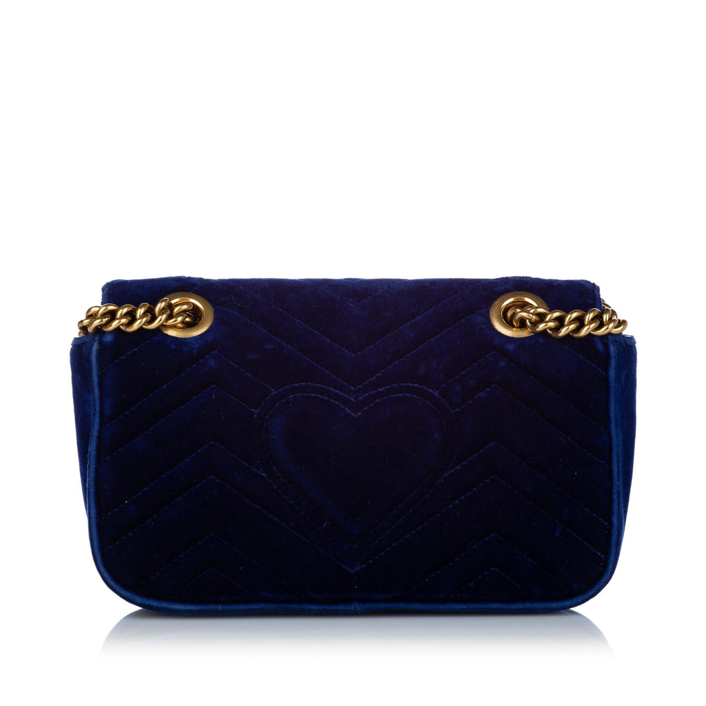 Gucci Mini Gucci Marmont Matelasse Velvet Crossbody Bag (SHG-30351)