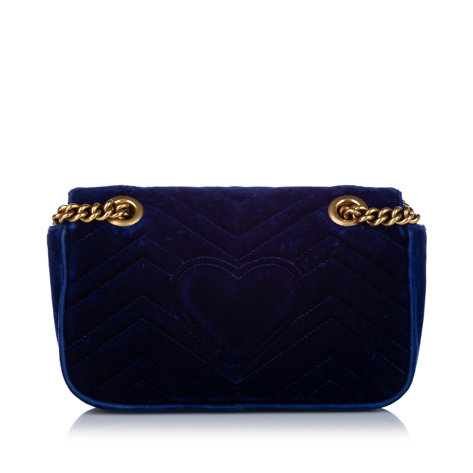 Gucci Mini Gucci Marmont Matelasse Velvet Crossbody Bag (SHG-30351)
