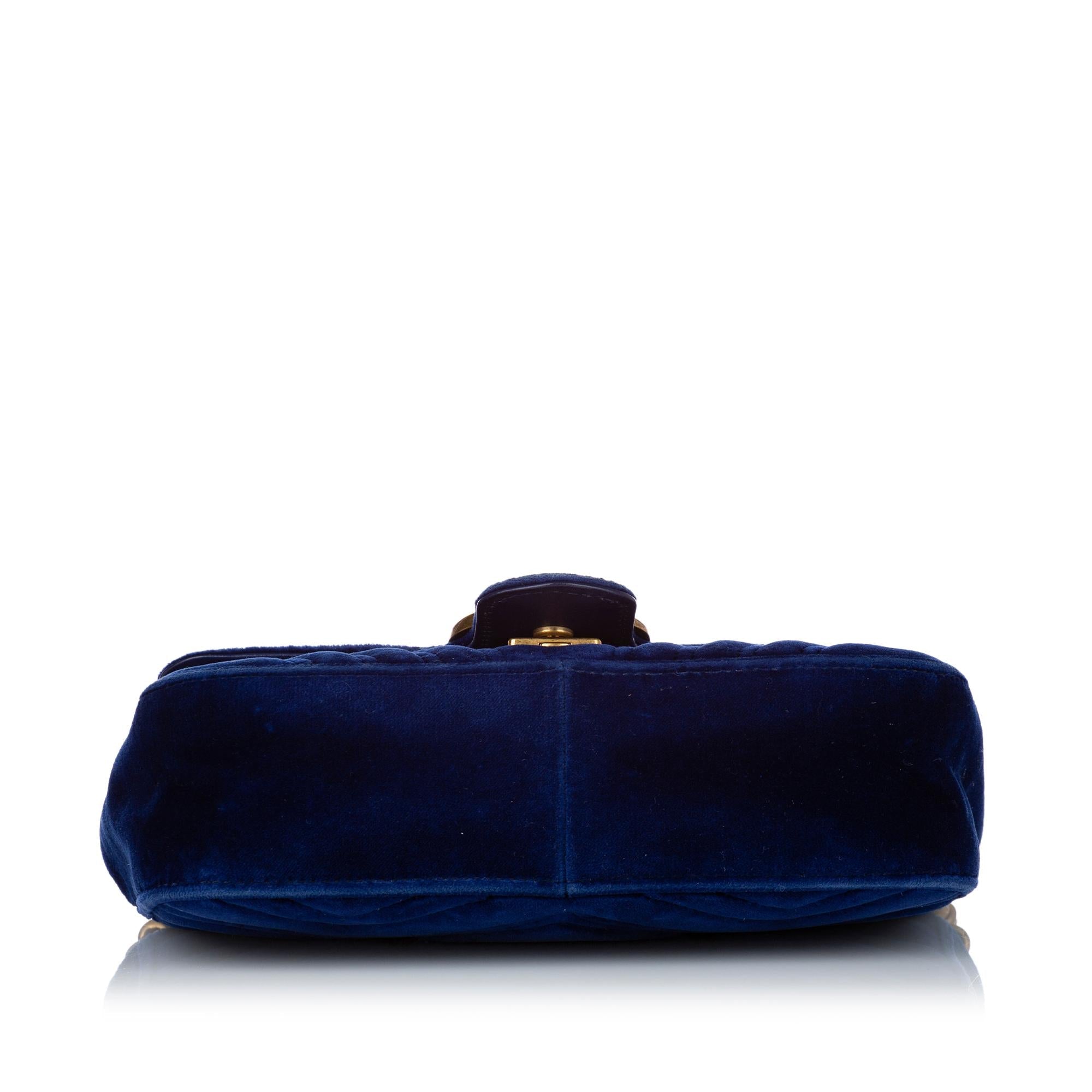 Gucci Mini Gucci Marmont Matelasse Velvet Crossbody Bag (SHG-30351)
