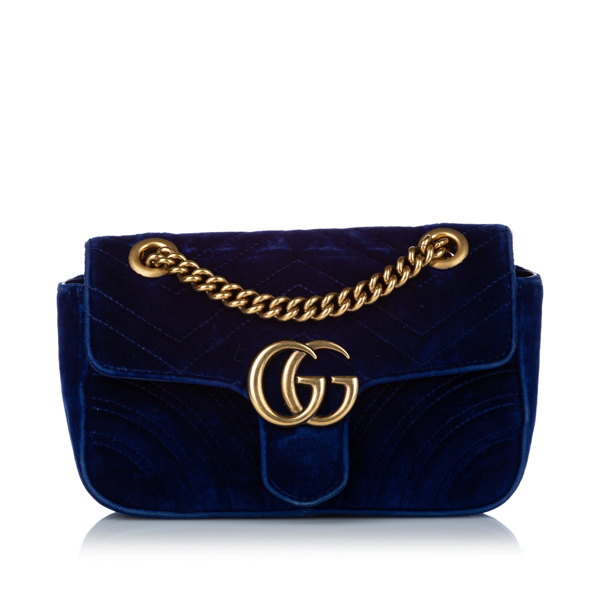 Gucci Mini Gucci Marmont Matelasse Velvet Crossbody Bag (SHG-30351)