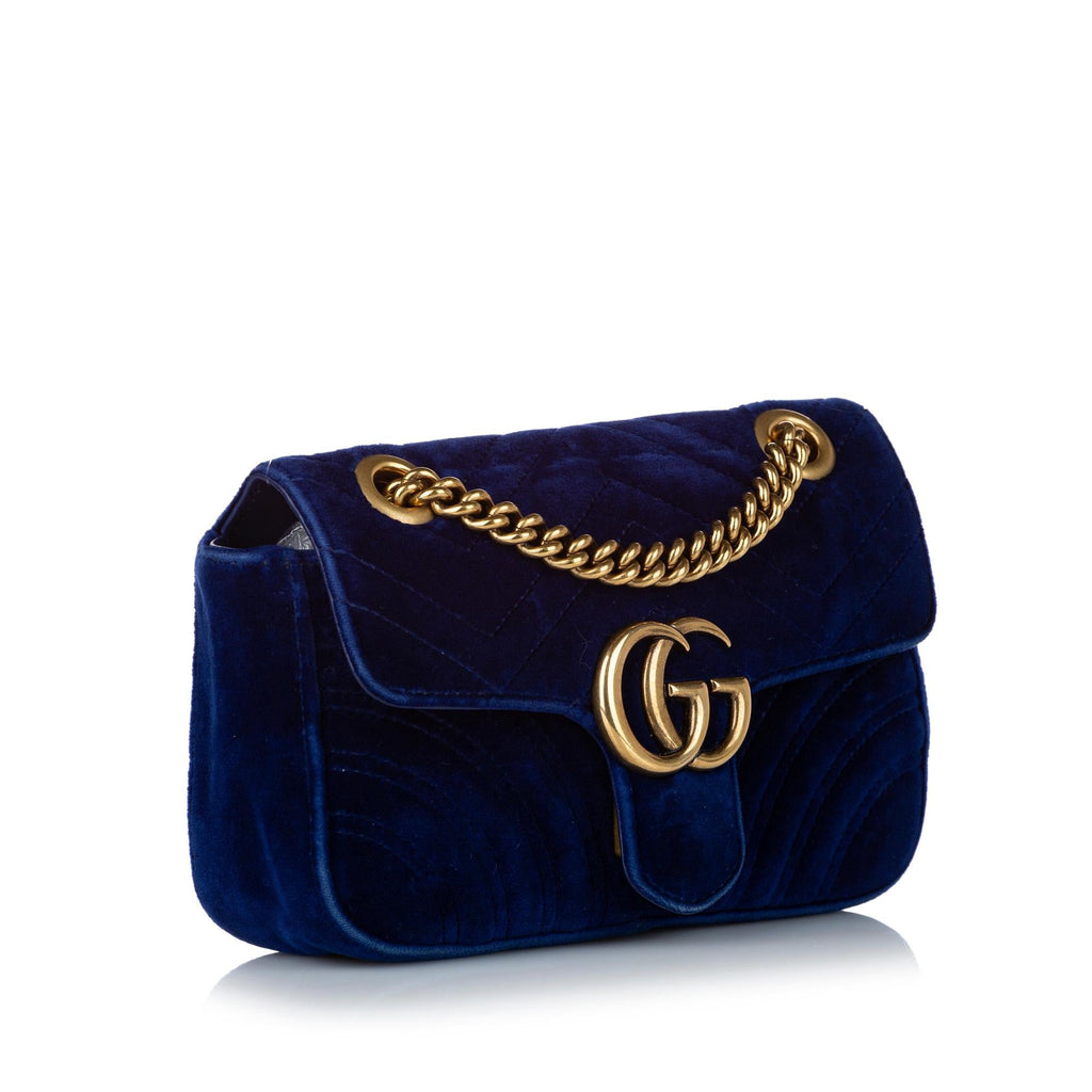 Gucci Mini Gucci Marmont Matelasse Velvet Crossbody Bag (SHG-30351)