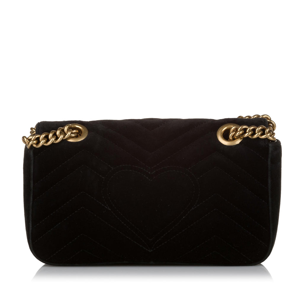 Gucci Mini Gucci Marmont Matelasse Velvet Crossbody Bag (SHG-32618)