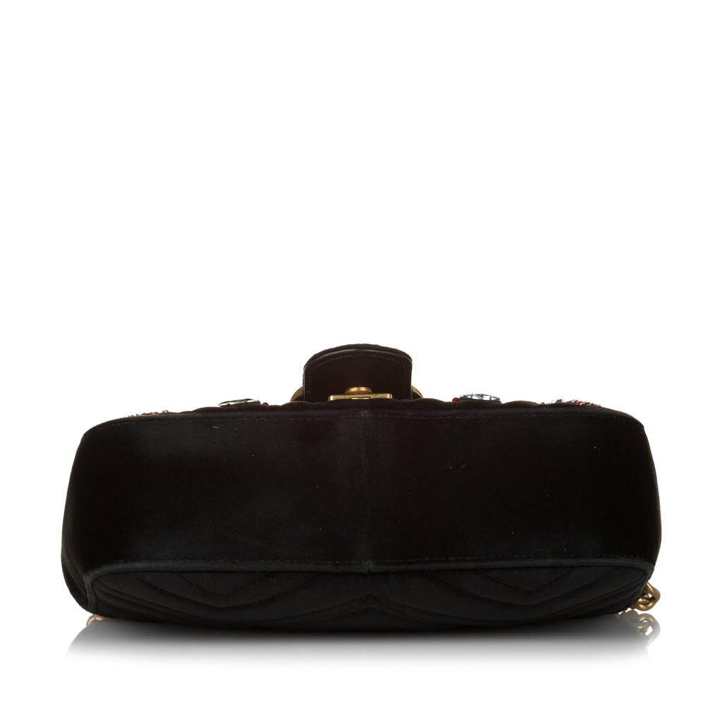 Gucci Mini Gucci Marmont Matelasse Velvet Crossbody Bag (SHG-32618)