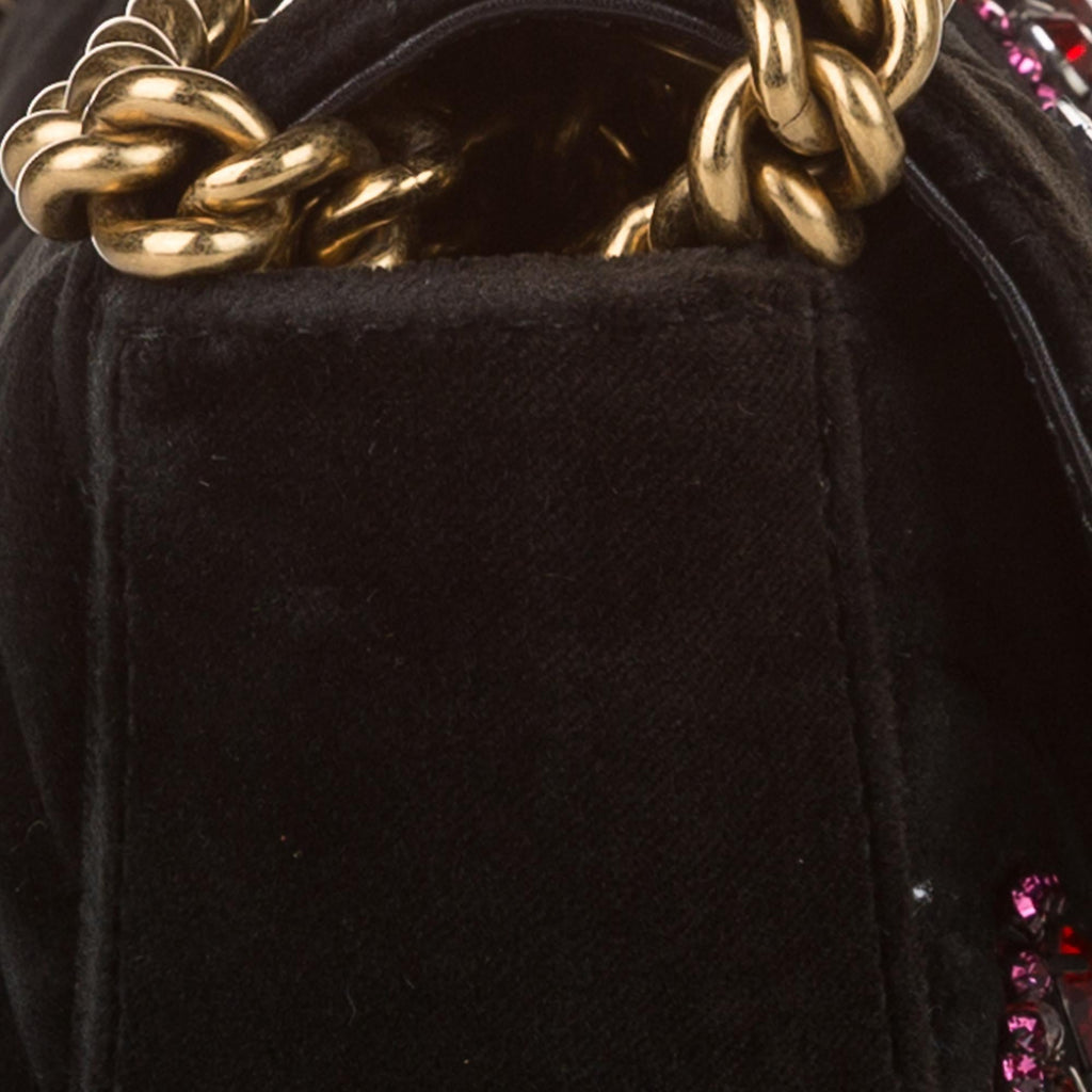 Gucci Mini Gucci Marmont Matelasse Velvet Crossbody Bag (SHG-32618)