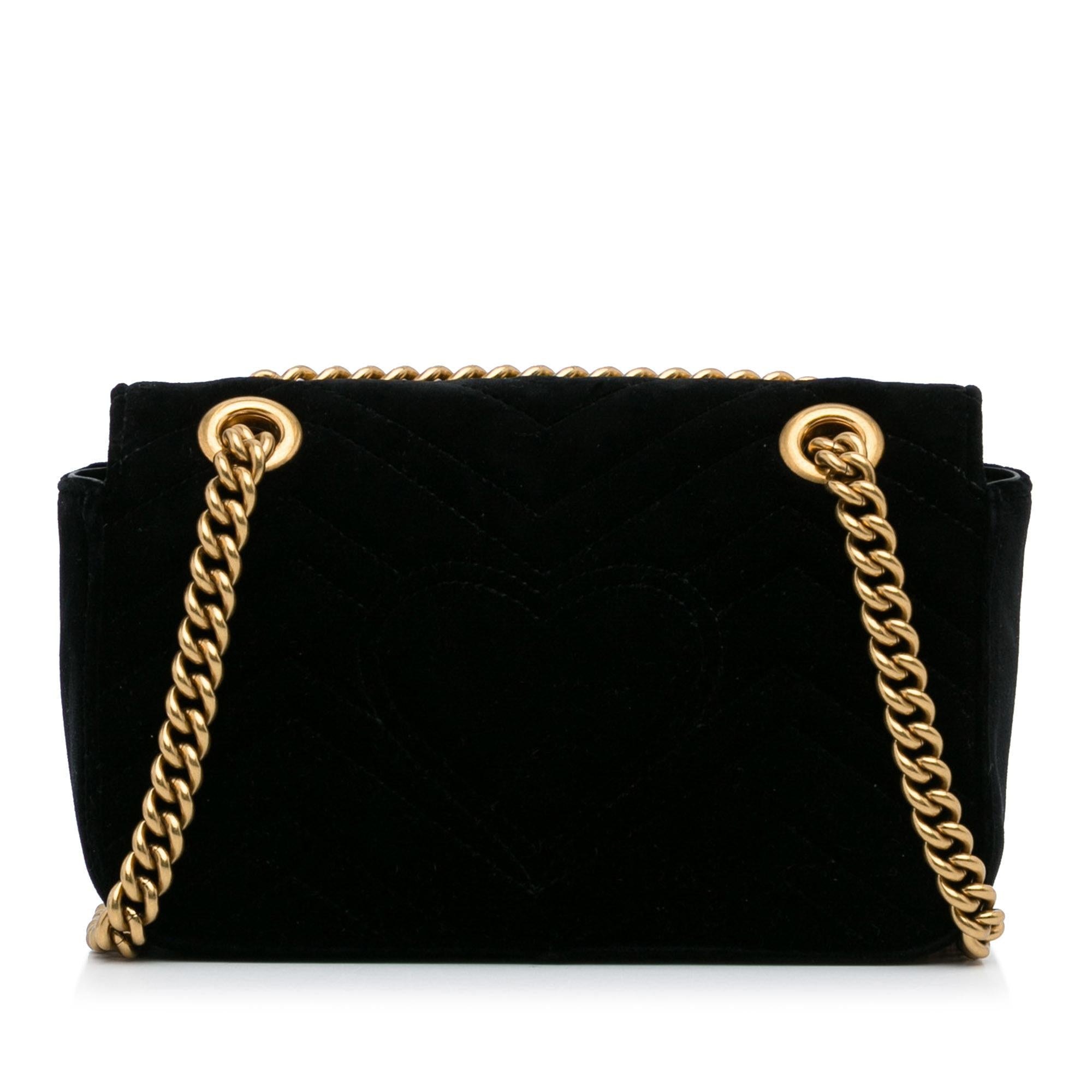 Gucci Mini GG Marmont Matelasse Velvet Crossbody (SHG-uTjykr)