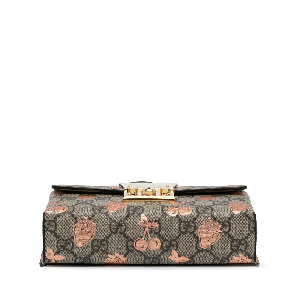 Gucci Mini GG Supreme Berry Padlock Satchel (SHG-0xk6RT)