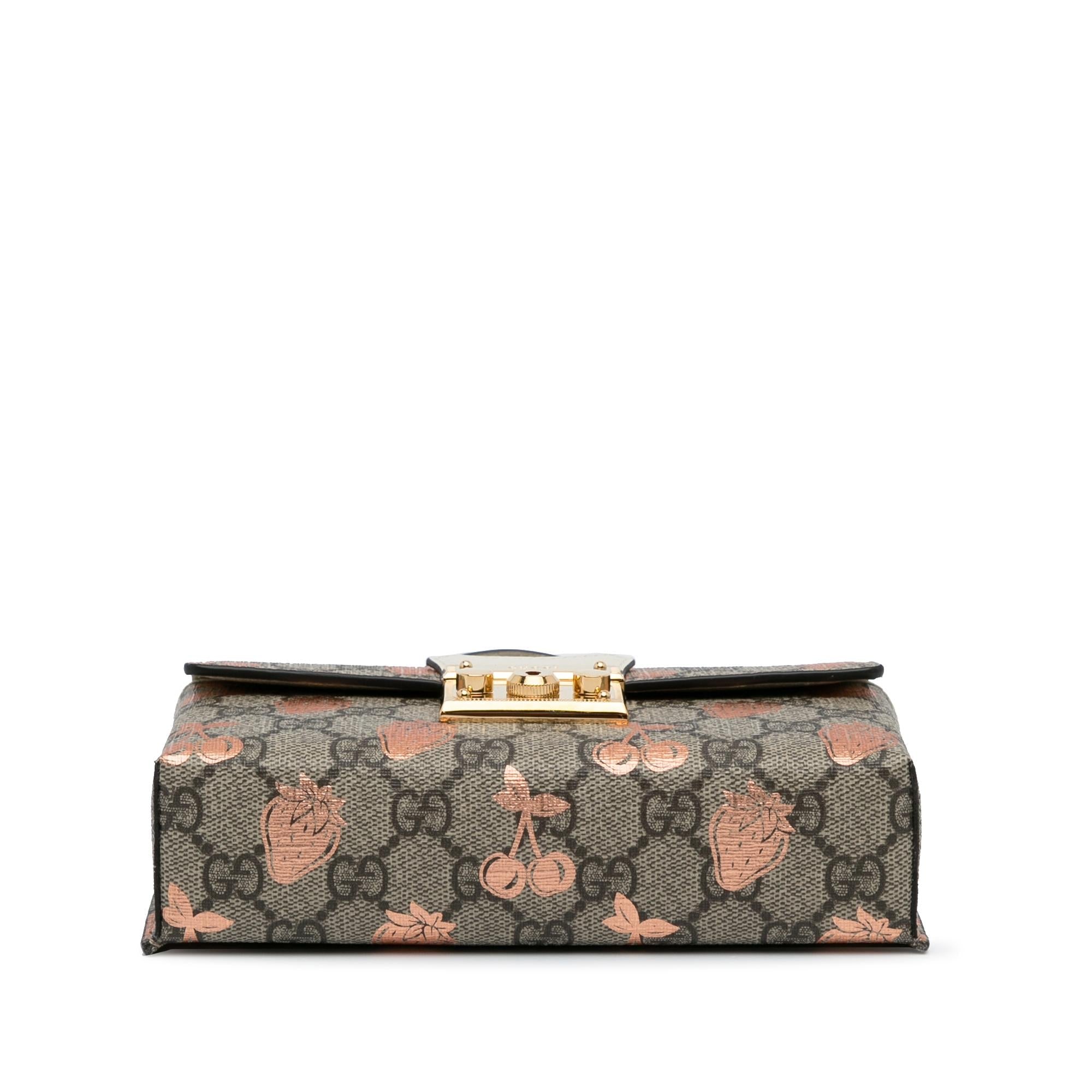 Gucci Mini GG Supreme Berry Padlock Satchel (SHG-0xk6RT)