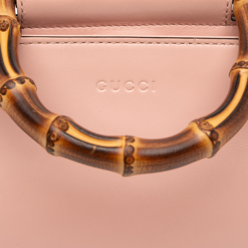 Gucci Mini Leather Bamboo Nymphaea Satchel