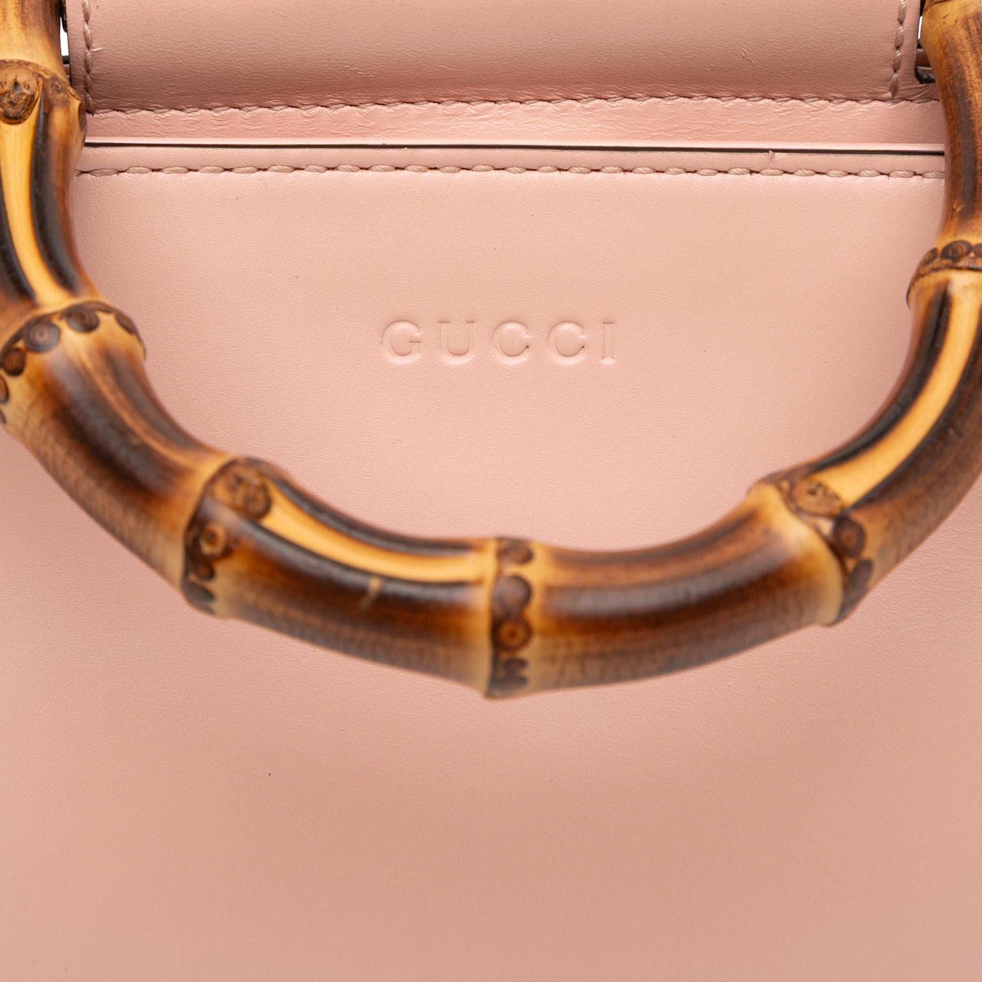 Gucci Mini Leather Bamboo Nymphaea Satchel