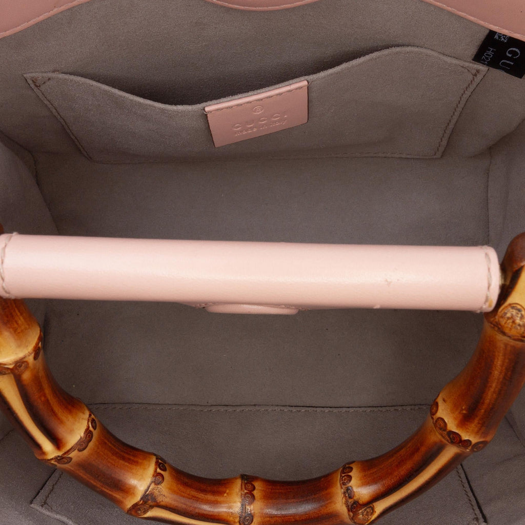 Gucci Mini Leather Bamboo Nymphaea Satchel