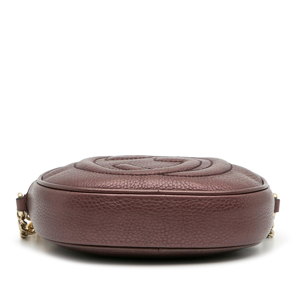 Gucci Mini Metallic Pebbled Calfskin Soho Chain Crossbody