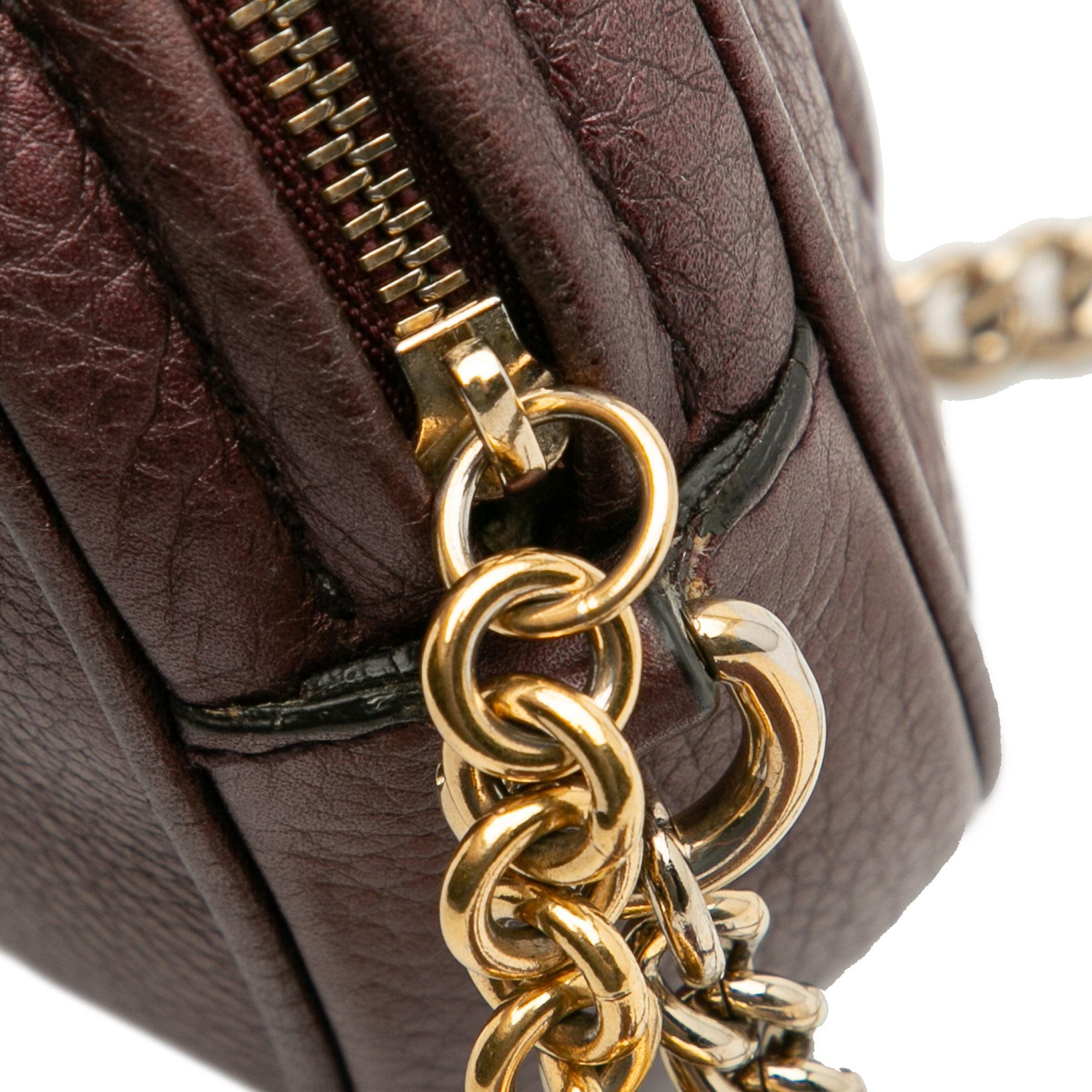 Gucci Mini Metallic Pebbled Calfskin Soho Chain Crossbody